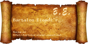 Bartalos Elemér névjegykártya