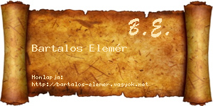 Bartalos Elemér névjegykártya